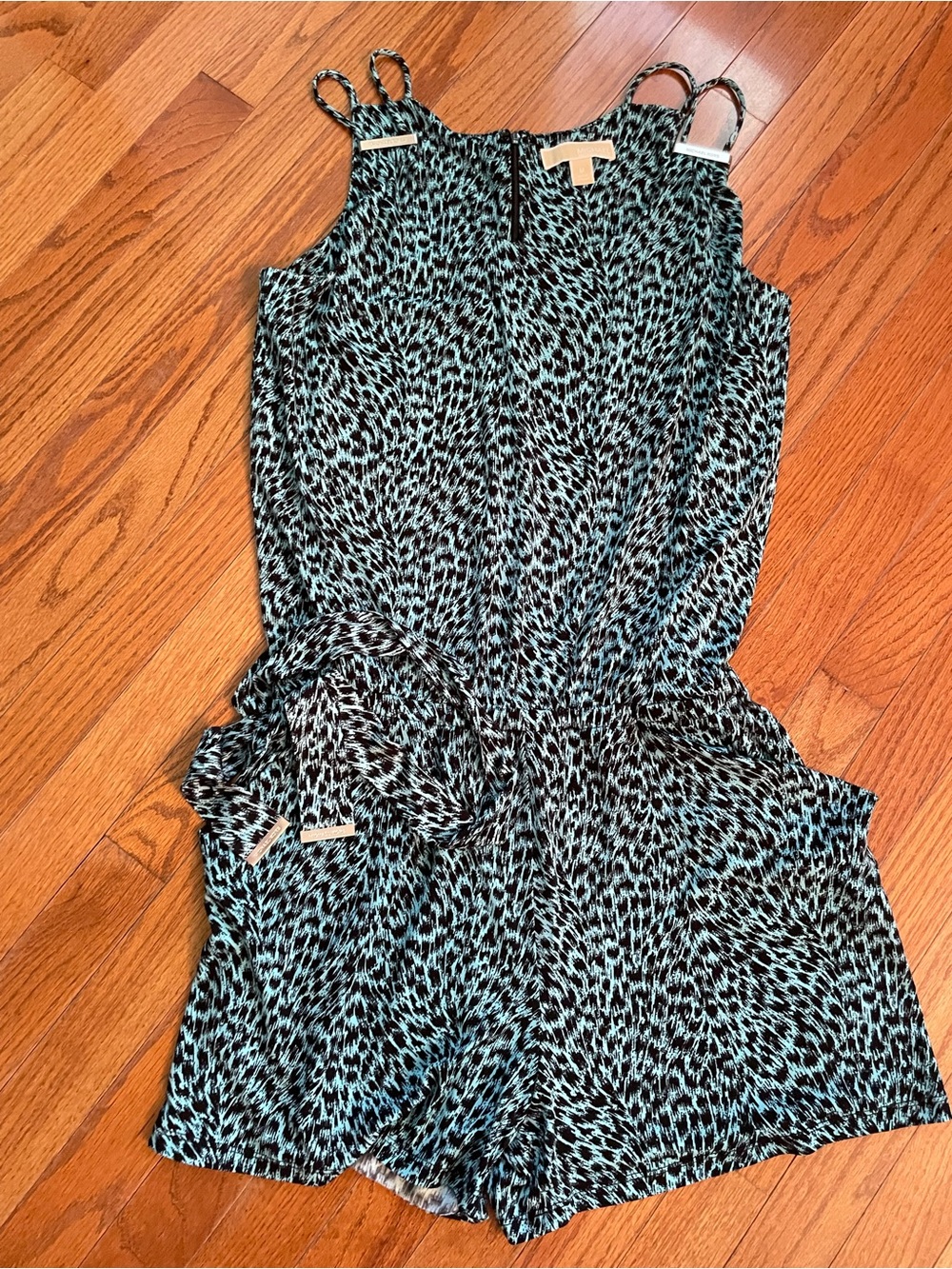 Michael Kors Teal and Black cheetah Printed Sleeveless Romper women’s medium